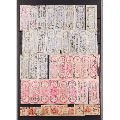 244 - BELGIUM REVENUE STAMPS 1860's-1940's used ranges incl. many Effet de Commerce, Affiches, Quittances,... 