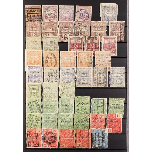 244 - BELGIUM REVENUE STAMPS 1860's-1940's used ranges incl. many Effet de Commerce, Affiches, Quittances,... 