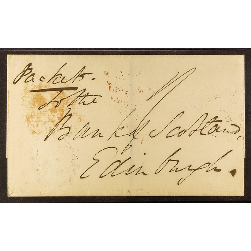 262 - BR. GUIANA 1851 (27 Aug) wrapper, unpaid to the Bank of Scotland in Edinburgh, with manuscript 