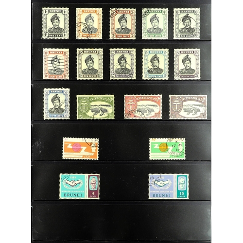 285 - BRUNEI 1947-65 FINE USED COLLECTION incl. 1947-51 set with all perforation types, 1949 UPU set, 1952... 