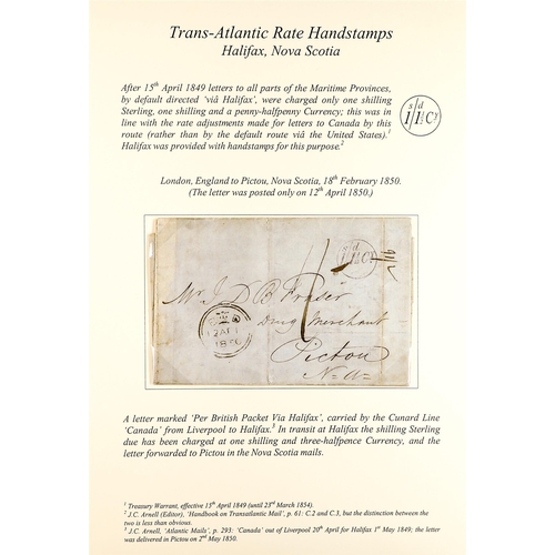 311 - CANADA TRANS-ATLANTIC MAIL 1850 (18th February) Entire from London, England, to Pictou, N.S., 12th A... 