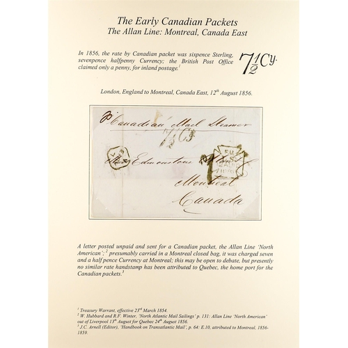 335 - CANADA TRANS-ATLANTIC MAIL 1856 (12th August) Letter from London, England, to Montreal, C.E., 12th A... 