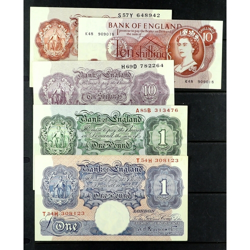 6 - BANKNOTES Great Britain Peppiatt 10s mauve, £1 blue and pink, £1 green, plus O'brien 10s brown (2 ty... 