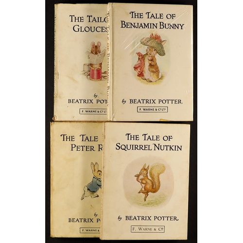 7 - BEATRIX POTTER set of 23 books in small bookcase. Clearly read and loved.