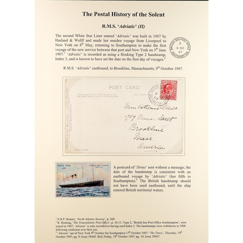 963 - GREAT BRITAIN WHITE STAR LINE - BRITISH SEA  POST OFFICE SOUTHAMPTON postcards bearing GB stamps wri... 