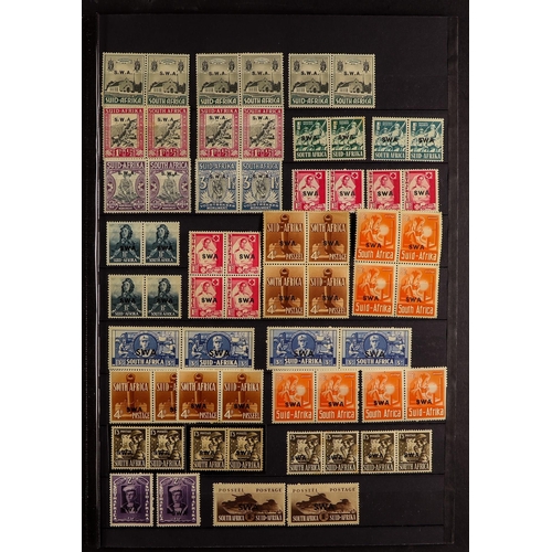 1017 - SOUTH WEST AFRICA 1926-1966 MINT RANGES with some never hinged. Incl. (all mentioned pairs are horiz... 