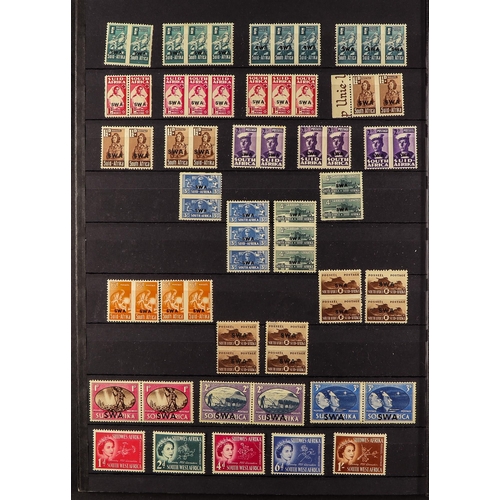 1017 - SOUTH WEST AFRICA 1926-1966 MINT RANGES with some never hinged. Incl. (all mentioned pairs are horiz... 