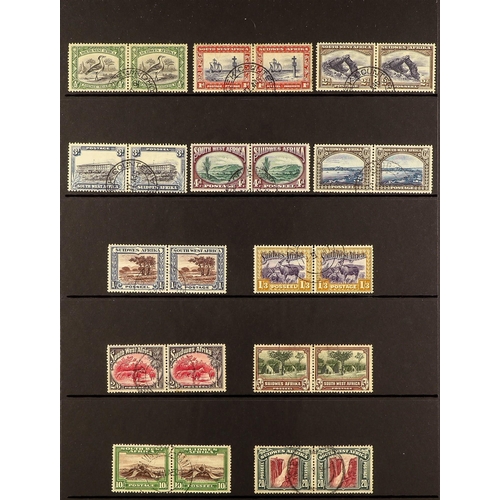 1018 - SOUTH WEST AFRICA 1931 Pictorial set, SG 74/85, in horizontal pairs, cds used. Cat. £250+. (12 pairs... 