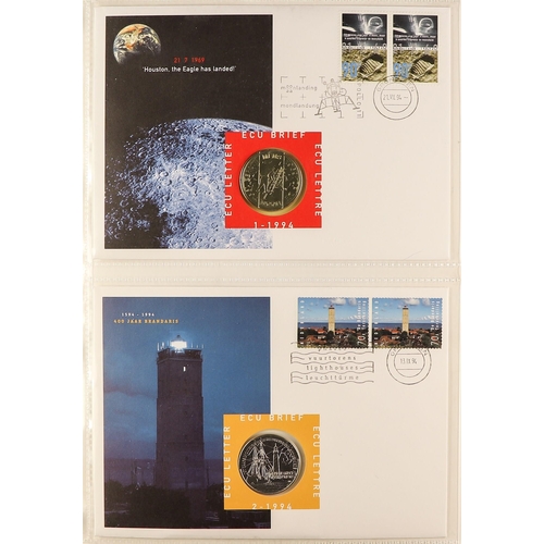 104 - COLLECTIONS & ACCUMULATIONS COIN COVERS - NETHERLANDS ECU 1994-1999 collection of illustrated and un... 