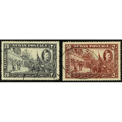 1041 - SUDAN 1935 20p and 50p Gordon, SG 66/67, neat Registered cancels. Cat. £230. (2 stamps)