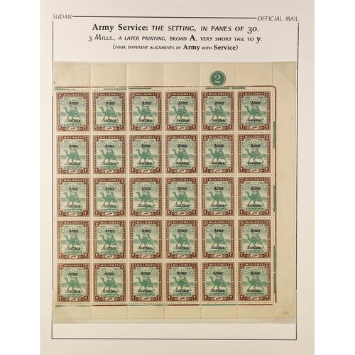 1044 - SUDAN ARMY OFFICIAL 1906-11 2m green and brown, (SG A7), COMPLETE OVERPRINT SETTING OF THIRTY as a h... 