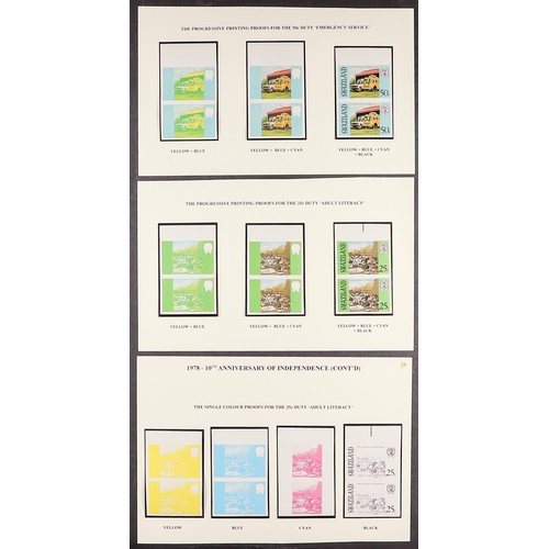 1050 - SWAZILAND 1978 Anniversary of Independence, group of all different PROGRESSIVE COLOUR IMPERF PROOFS ... 