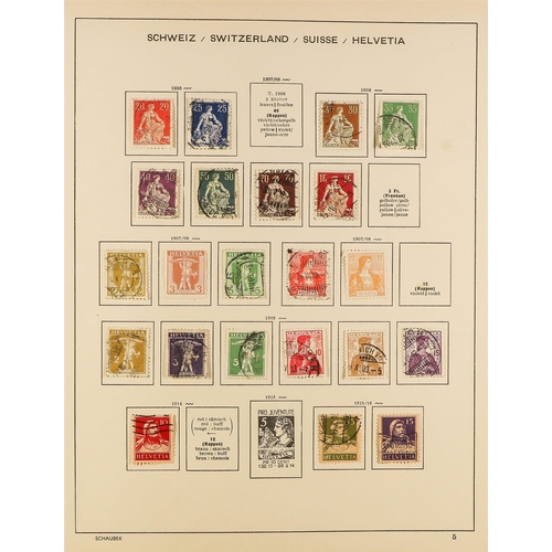 1054 - SWITZERLAND 1867-1974 MAINLY USED COLLECTION in a Schaubek album, incl. strength in the Pro Juventut... 