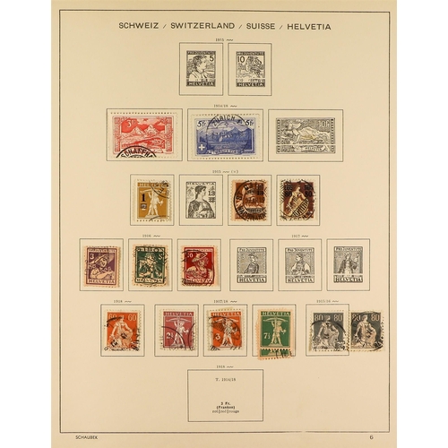 1054 - SWITZERLAND 1867-1974 MAINLY USED COLLECTION in a Schaubek album, incl. strength in the Pro Juventut... 