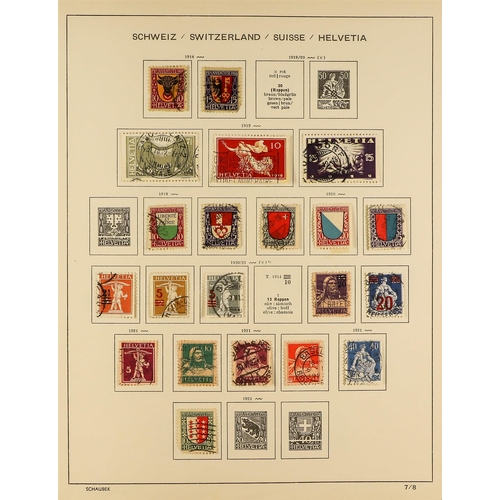 1054 - SWITZERLAND 1867-1974 MAINLY USED COLLECTION in a Schaubek album, incl. strength in the Pro Juventut... 