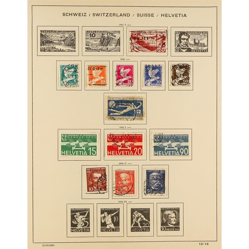 1054 - SWITZERLAND 1867-1974 MAINLY USED COLLECTION in a Schaubek album, incl. strength in the Pro Juventut... 