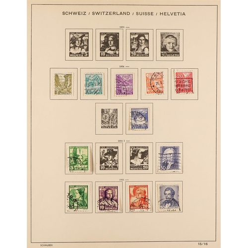 1054 - SWITZERLAND 1867-1974 MAINLY USED COLLECTION in a Schaubek album, incl. strength in the Pro Juventut... 