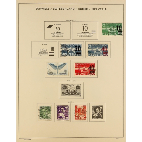 1054 - SWITZERLAND 1867-1974 MAINLY USED COLLECTION in a Schaubek album, incl. strength in the Pro Juventut... 