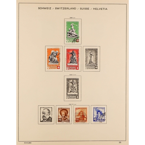 1054 - SWITZERLAND 1867-1974 MAINLY USED COLLECTION in a Schaubek album, incl. strength in the Pro Juventut... 