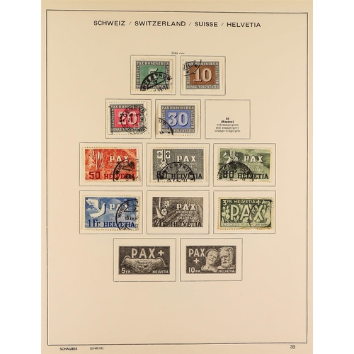 1054 - SWITZERLAND 1867-1974 MAINLY USED COLLECTION in a Schaubek album, incl. strength in the Pro Juventut... 