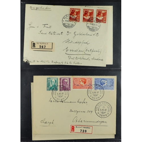 1057 - SWITZERLAND PRO JUVENTUTE 1916-59 stamps on cover incl.  1916 5c + 5c, 1917 3c + 2c and 10c + 5c, 19... 