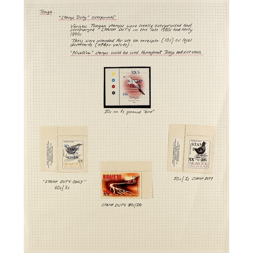 1062 - TONGA 1886-2002 SPECIALIZED RANGES with mint, never hinged mint and used stamps, proofs & other item... 