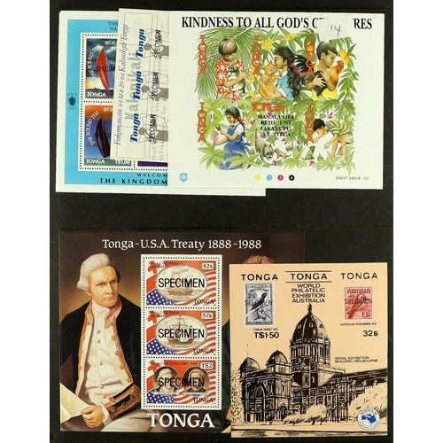 1062 - TONGA 1886-2002 SPECIALIZED RANGES with mint, never hinged mint and used stamps, proofs & other item... 