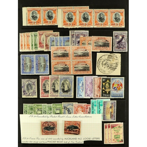 1062 - TONGA 1886-2002 SPECIALIZED RANGES with mint, never hinged mint and used stamps, proofs & other item... 