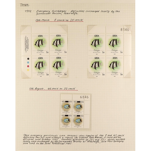 1062 - TONGA 1886-2002 SPECIALIZED RANGES with mint, never hinged mint and used stamps, proofs & other item... 