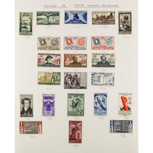 1071 - TRIESTE 1945-1954 ATTRACTIVE COLLECTION on pages, mint & used, includes (all mint) ZONE A 1947-48 se... 