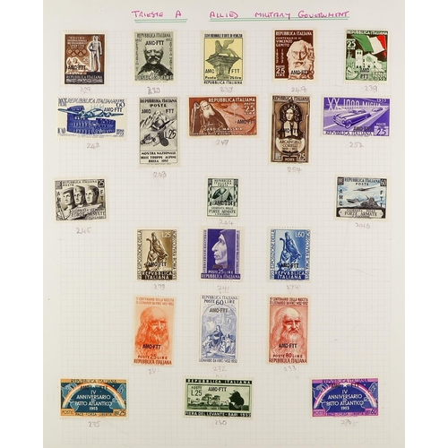 1071 - TRIESTE 1945-1954 ATTRACTIVE COLLECTION on pages, mint & used, includes (all mint) ZONE A 1947-48 se... 