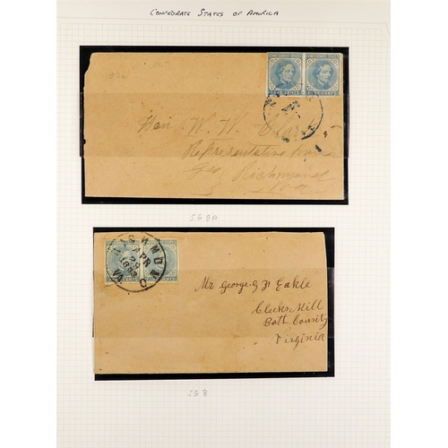 1117 - US - CONFEDERATE STATES 1861-1864 INTERESTING COLLECTION in hingeless mounts on pages, include Frede... 