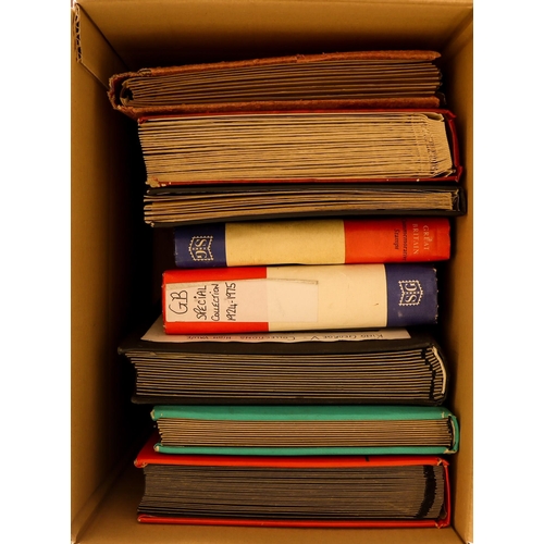 1149 - GREAT BRITAIN BIG ACCUMULATION IN 4 BOXES fairly junky looking, with albums and stockbooks, album pa... 