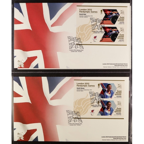 1151 - GREAT BRITAIN 2012 OLYMPICS Stamp & Covers collection in a dedicated album. 29 x single Gold Medal W... 