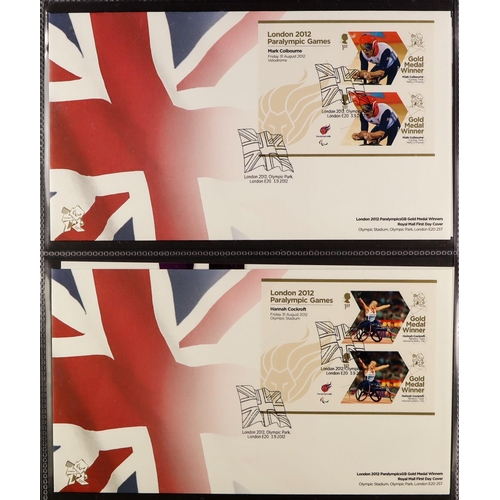 1151 - GREAT BRITAIN 2012 OLYMPICS Stamp & Covers collection in a dedicated album. 29 x single Gold Medal W... 