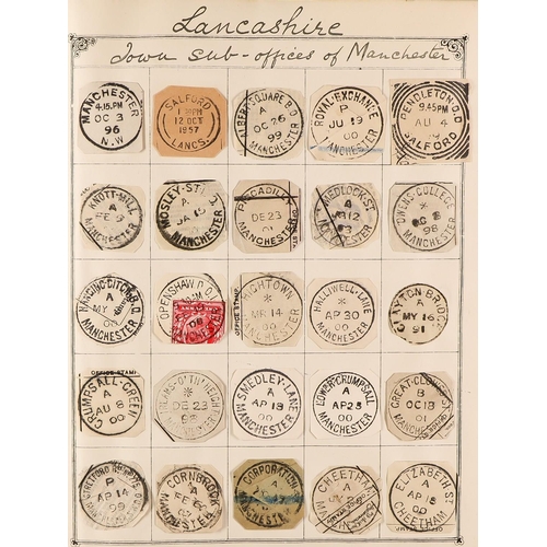 1154 - GREAT BRITAIN LANCASHIRE POSTMARKS a vintage collection of cut outs displayed in a Lincoln album, th... 