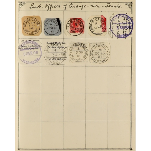 1154 - GREAT BRITAIN LANCASHIRE POSTMARKS a vintage collection of cut outs displayed in a Lincoln album, th... 