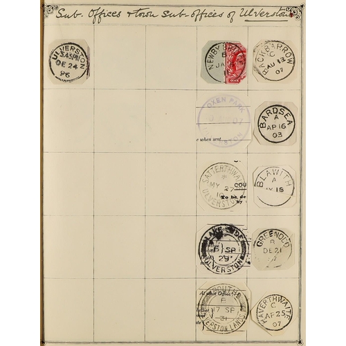 1154 - GREAT BRITAIN LANCASHIRE POSTMARKS a vintage collection of cut outs displayed in a Lincoln album, th... 