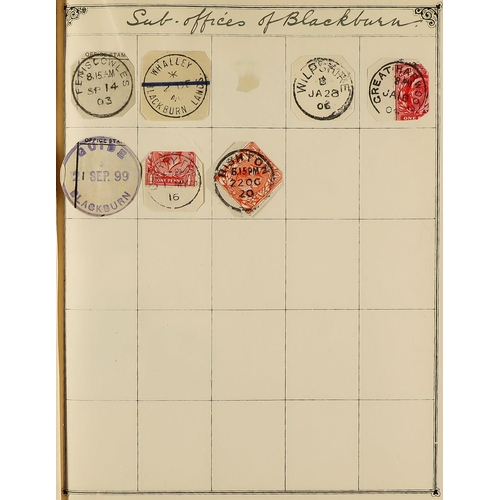 1154 - GREAT BRITAIN LANCASHIRE POSTMARKS a vintage collection of cut outs displayed in a Lincoln album, th... 