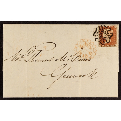 1167 - GB.QUEEN VICTORIA 1843 (6 Aug) EL from London to Greenock bearing 1d red-brown plate 24 with 4 margi... 