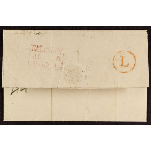 1167 - GB.QUEEN VICTORIA 1843 (6 Aug) EL from London to Greenock bearing 1d red-brown plate 24 with 4 margi... 