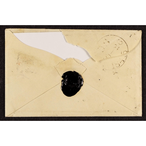 1168 - GB.QUEEN VICTORIA 1845 (26 Nov) env bearing 1d red-brown 'QD' plate 54 with re-entry. Damage to flap... 