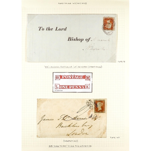 1169 - GB.QUEEN VICTORIA 1849 - 1852 two interesting covers bearing 1d red-browns with 4 margins, 1849 with... 