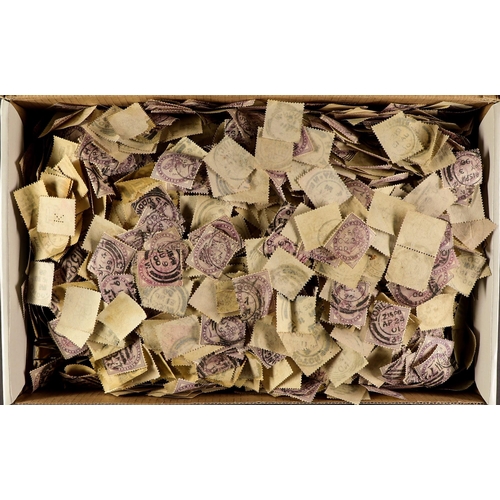 1175 - GB.QUEEN VICTORIA 1881 HOARD OF PENNY LILACS a well packed shoebox, with 1000's of on and off paper,... 