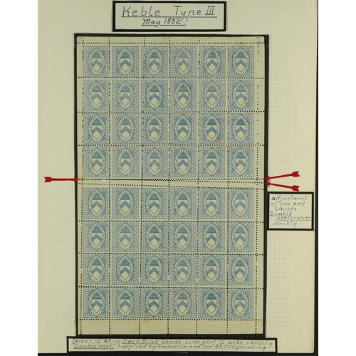 1177 - GB.QUEEN VICTORIA KEBLE COLLEGE OXFORD 1876-1882 a specialized collection of issues, printed by Spie... 