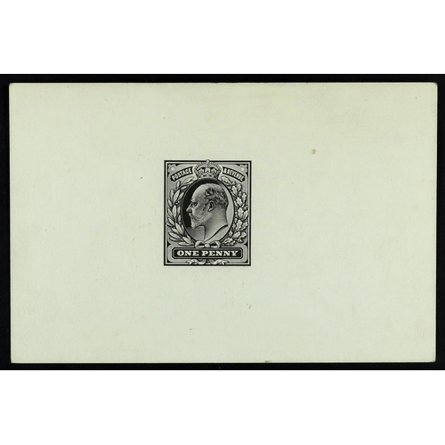 1179 - GB.EDWARD VII 1901 1d Die proof in black on white glazed card (92 x 60mm) without endorsements, cat ... 