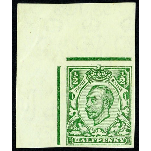 1188 - GB.GEORGE V 1912 ½d green imperforate, Spec N6(1)f, never hinged mint from the upper-left corner pos... 