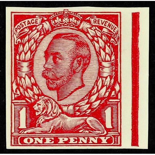 1190 - GB.GEORGE V 1912 DOWNEY HEAD PAPER TRIAL. 1d Die 2 imperforate on Austrian enamelled no watermark pa... 