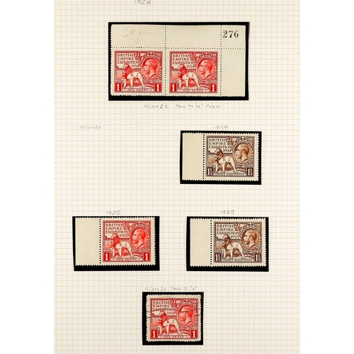 1193 - GB.GEORGE V 1924 - 1925 WEMBLEY COLLECTION with mint (much never hinged) and used stamps on 3 album ... 