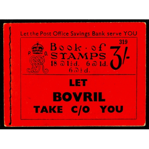 1198 - GB.GEORGE V BOOKLET 1935 3s scarlet cover (edition 319) containing stamps of the photogravure small ... 